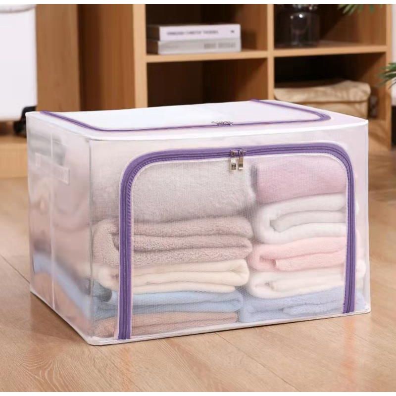 dc88 NEW STORAGE BOX 66L FRAME BAJA DOUBLE ZIPPER / Keranjang Penyimpanan Pakaian Bedcover