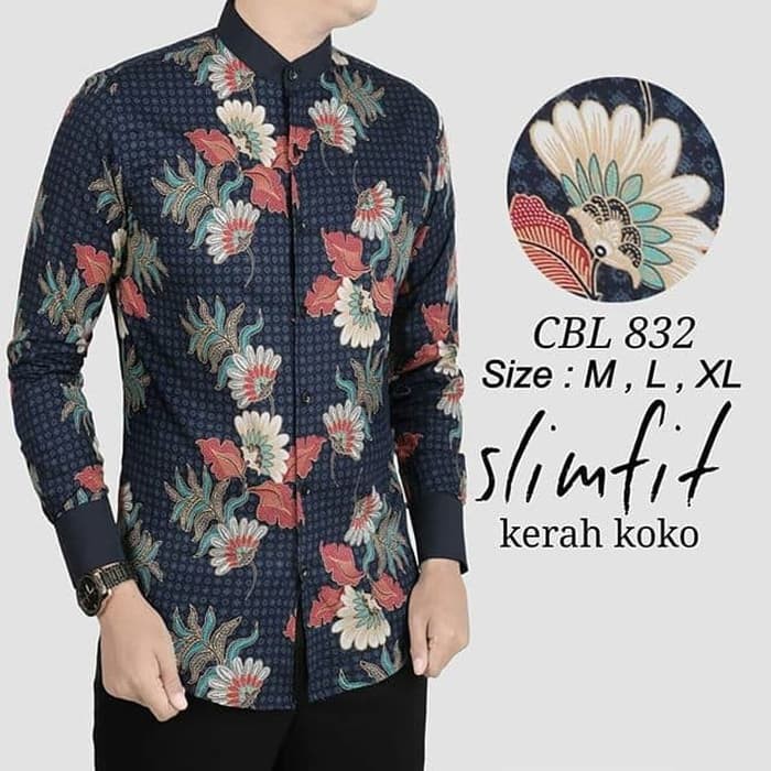 Baju Batik Pria Modern Kerah Shanghai Kemeja Batik Pria Slimfit Cbl832 Shopee Indonesia