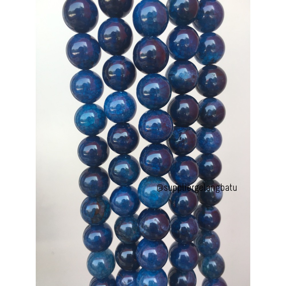 batu agate biru serat blue onyx 14mm akik alam natural supplier craft aksesoris supplier kerajinan