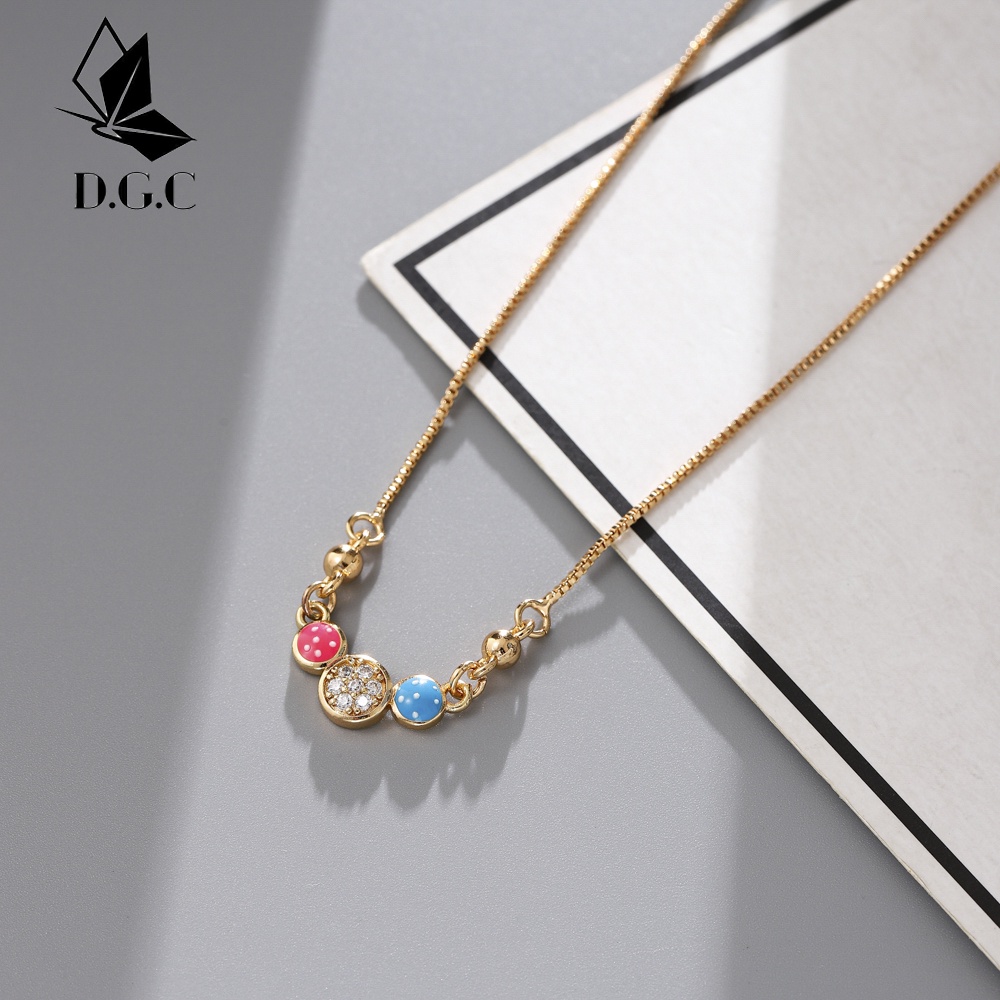 ✅COD✨Kalung Anak Titanium Wanita Batu Permata Berlapis Rose Gold Grosir Murah Model D655