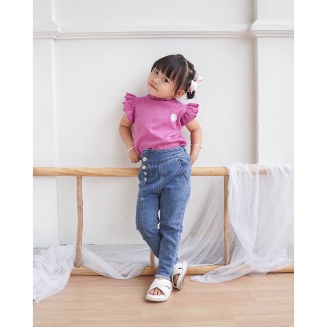 Rib Top Daisy 6bln-5thn / Kaos Atasan Pendek Anak Turtleneck