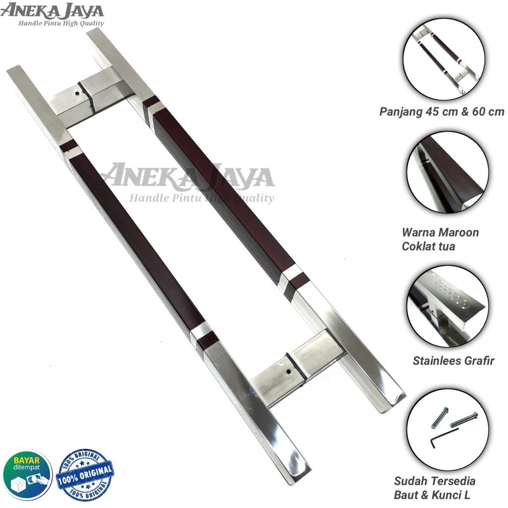Handle Pintu rumah 45 cm &amp; 60 cm baut tembus / Tarikan Pintu rumah / Pegangan Pintu rumah minimalis