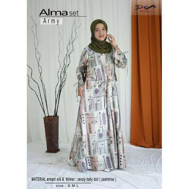 Gamis armani silk Alma gamis set | Diva busana