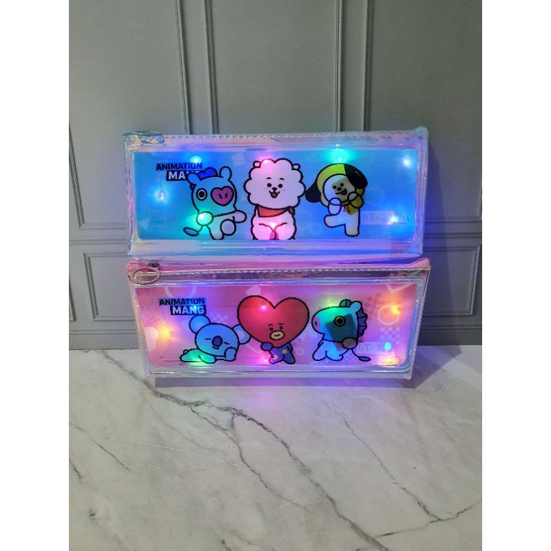 tempat pensil DOMPET nyala/pencil case LED/pouch lampu/dompet pouch-BTS