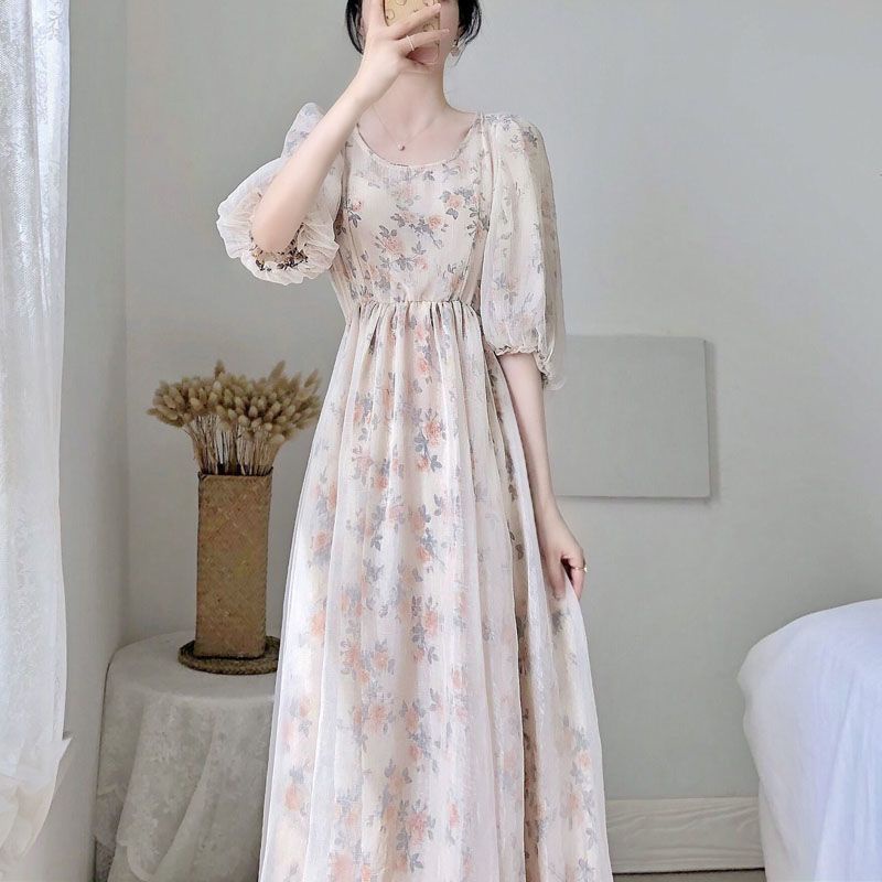 Dress Panjang  Fashion Floral Chifon M40