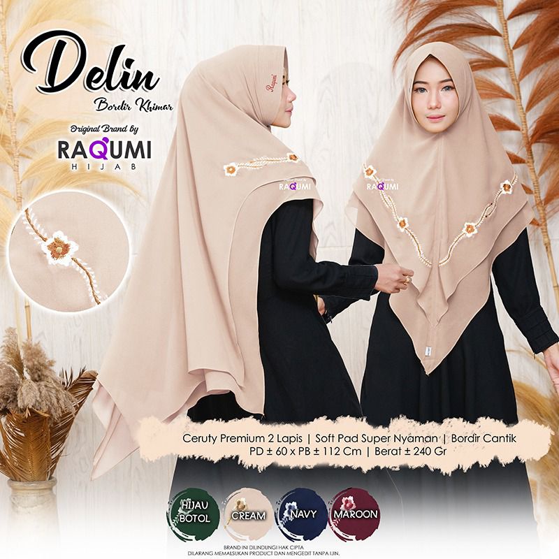 Delin Bordir Khimar Original Raqumi Hijab