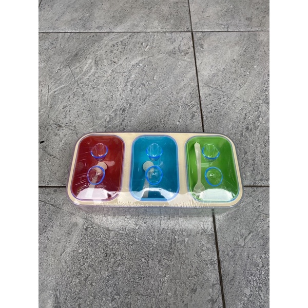 Tempat Bumbu Unik / Tempat Bumbu Plastik / Tempat Bumbu Dapur 3 in 1 / Tempat Bumbu Plastik Warna Le