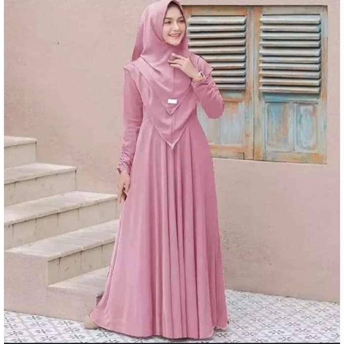 ais_ajja Mayra Syarii GAMIS SET KHIMAR TERLARIS GAMIS SYARI JUMBO JILBAB 2 LAYER MURAH BUSUI