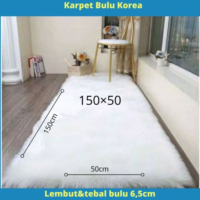 Xaviertaran Alas Bulu Korea Karpet Bulu Taplak Meja Bulu Bulu Korea Putih Ukuran Besar