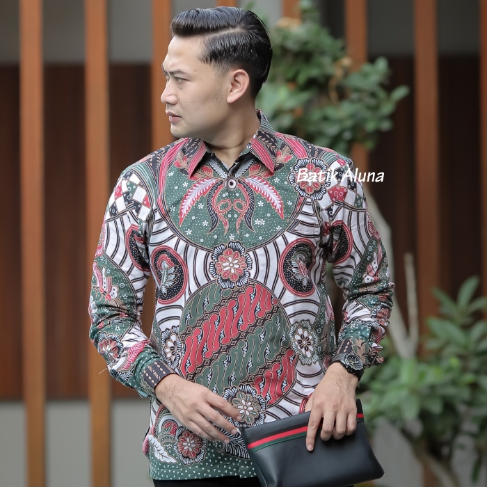 Batik Pria Panjang Kemeja Pria Premium Lapis Furing Bahan Katun Prima Premium Batik Aluna PCW 018