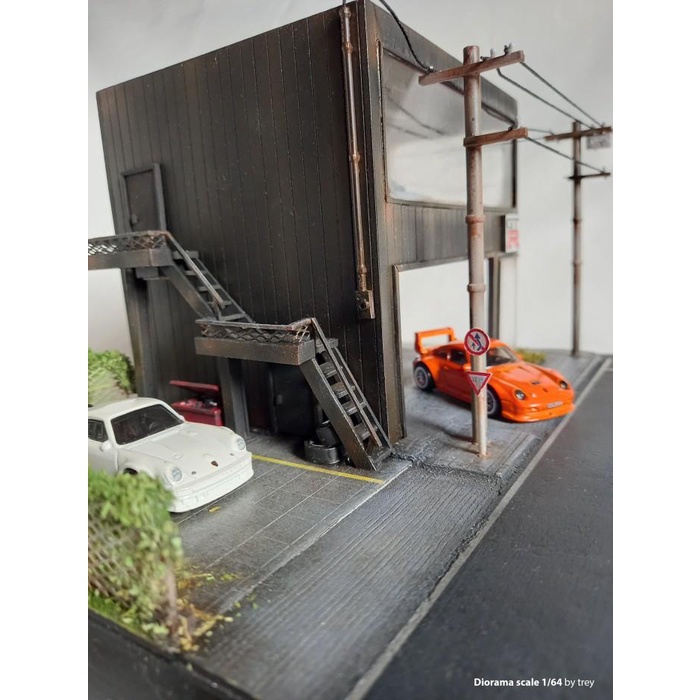 Diorama Diecast GTR garage skala 64