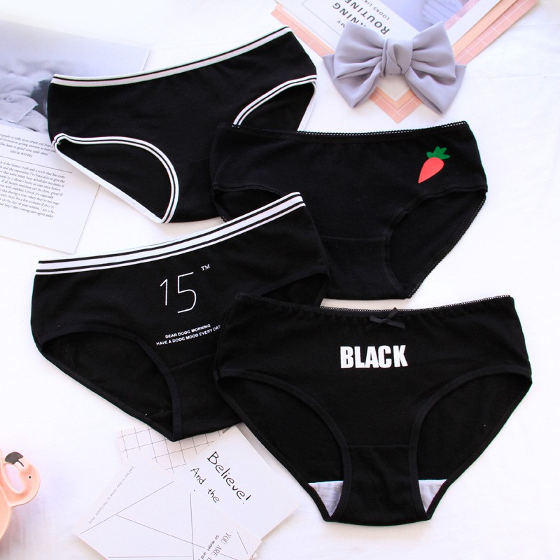 Celana Wanita Brief Sexy Bahan Katun Gambar lucu Celana dalam C017