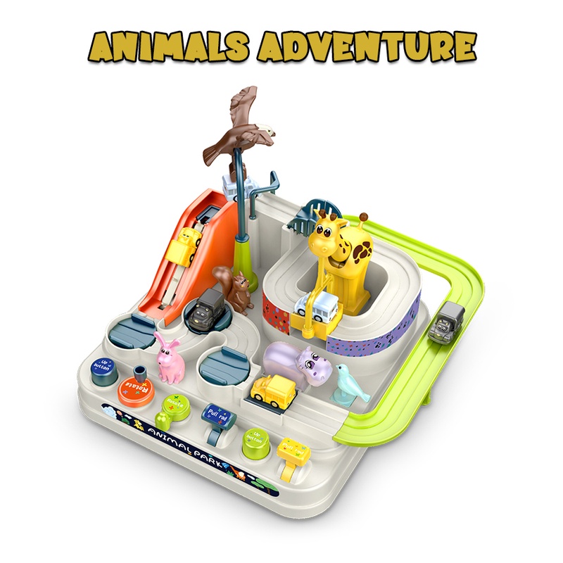 Car Adventure Track Mainan Anak Mobil mobilan +4 mobil Space Animals Engineering Spaceman