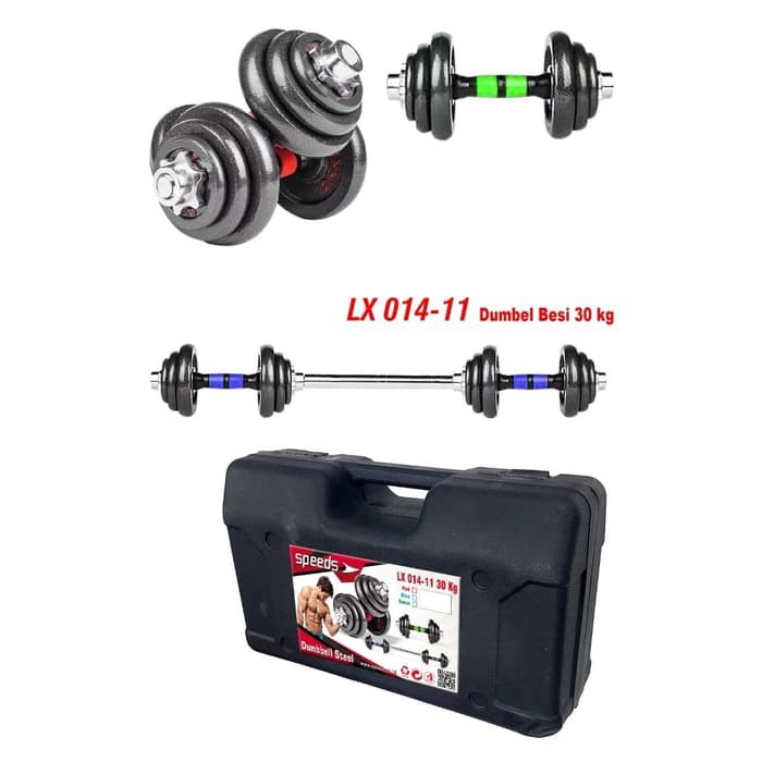 Dumbel Barbel Set 30Kg Tiang Angkat Beban Besi Stainless 30 Kg 014-11