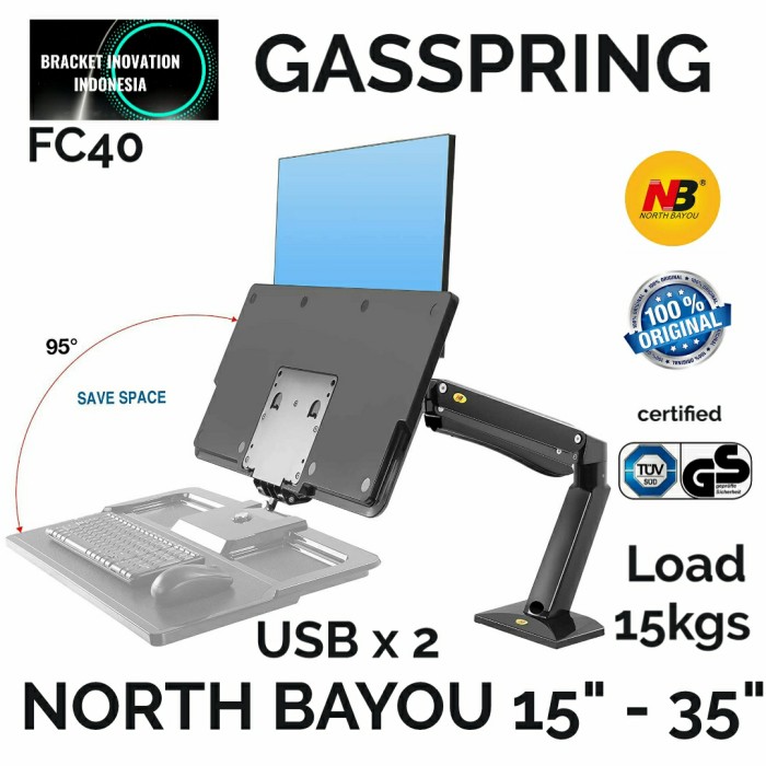 North Bayou NB FC40 24 27 30 32 35 inch Sit Stand Desk Monitor Arm