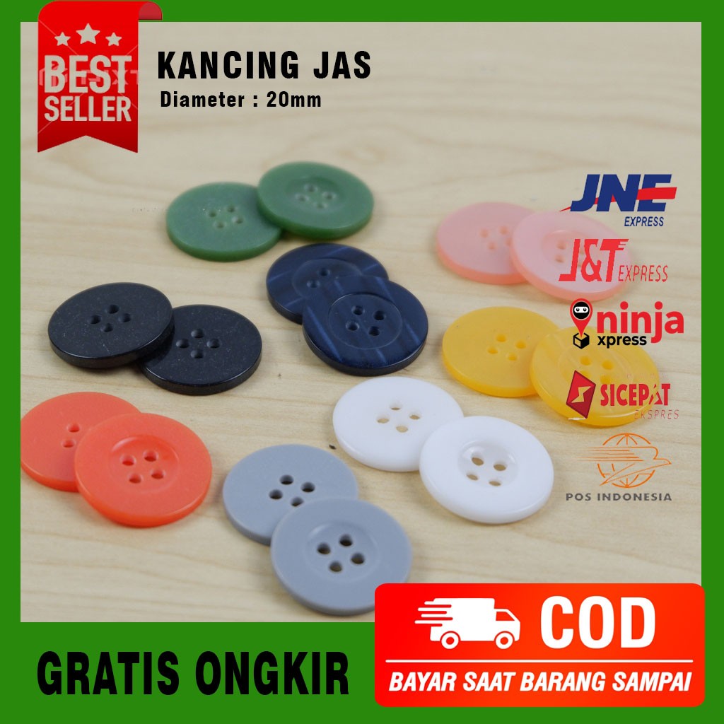 [PER GROS] Kancing Jas Besar 2cm Untuk Baju Kemeja, Konektor Masker 4 Lubang Termurah Gratis Ongkir