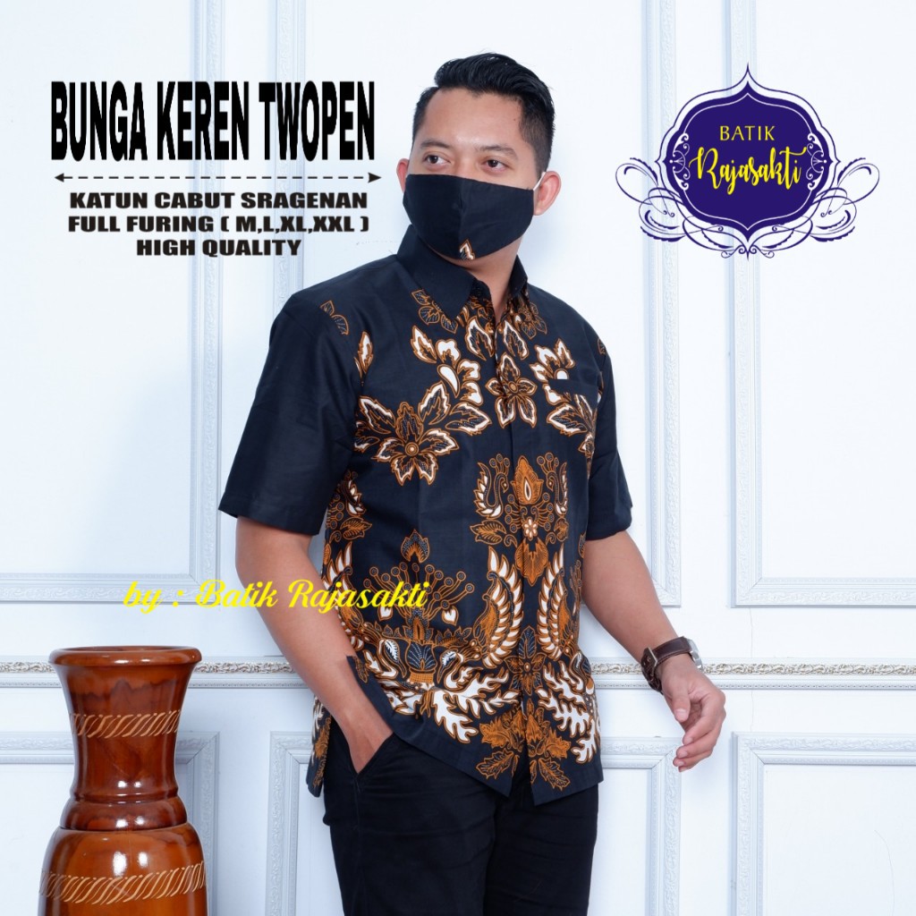 BUNGA KEREN TWOPEN RAJASAKTI KEMEJA BATIK SOLO PRIA LENGAN PENDEK LAPIS FURING ATASAN BATIK PREMIUM MODERN KATUN HALUS BAHUWIRYA  BANAMITRA BANAMITRA PUTIH BANGSAWAN BAYU PUTRA BERLIAN BIRU BHARATAYUDA BIMASENA BIRENDRA BIRU INDAH BRAHMAKERTA BRAHMAKERTA