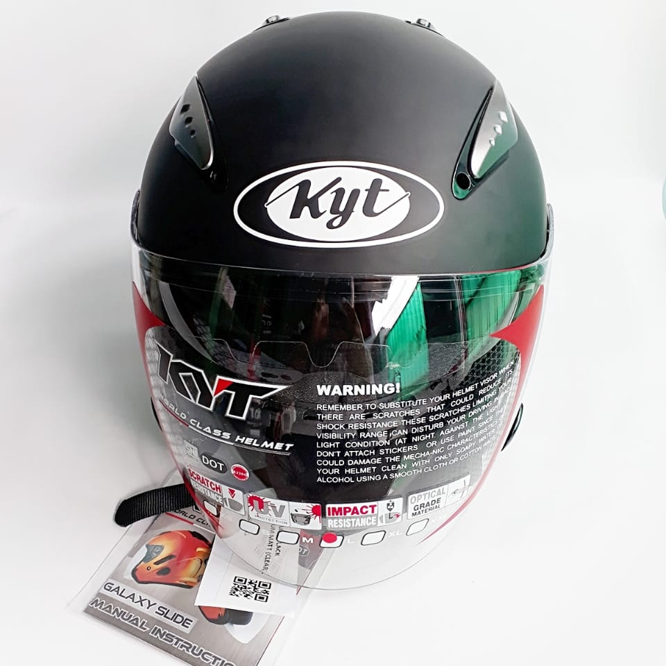 helm kyt galaxy slide solid hitam doff original helm half face