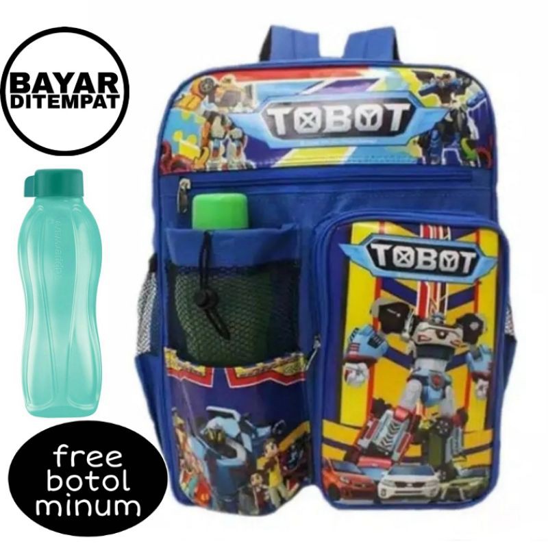 TAS RANSEL ANAK SD&amp;TK TOBOT, TAS RANSEL ANAK SD&amp;TK LAKI-LAKI BERHADIAH BOTOL