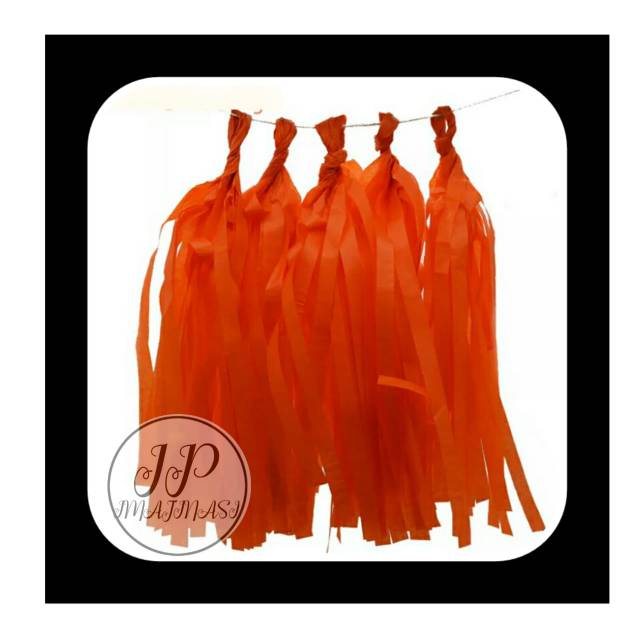 

Paper tassel warna oren - rumbai - rumbai - paper tassel dekorasi