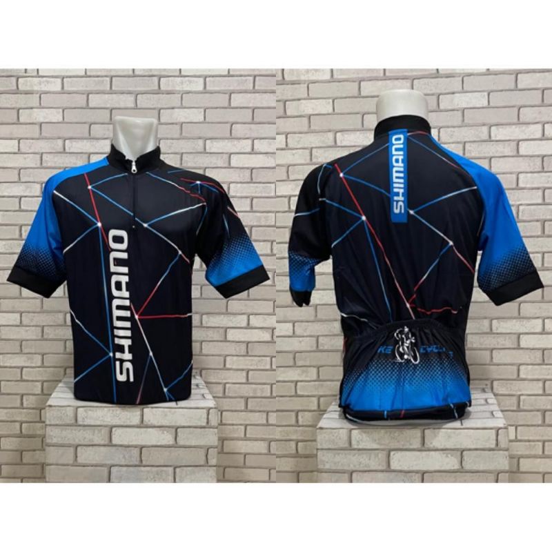 OBRAL jersey sepeda gowes lengan pendek shimano hitam kaos roadbike funbike MTB baju kantong belakang resleting depan