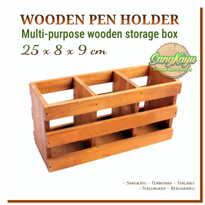 

Pen holder desk tempat pulpen alat tulis dll stationery stand kayu