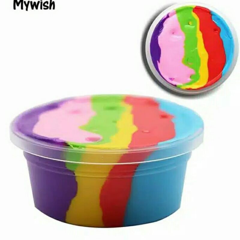  MAINAN  SLEM  SLIME WARNA WARNI BENTUK CUP SLIME PELANGI 