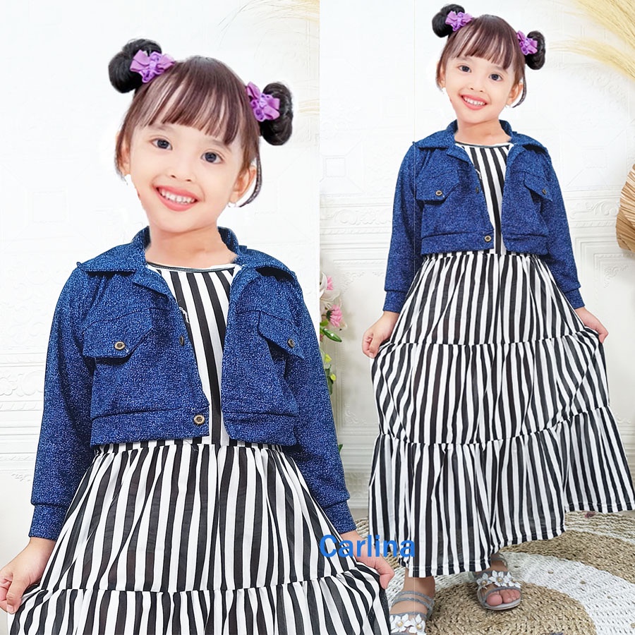 DRESS VANILA KIDS ROMPI DENIM INNER SALUR ANAK 2-12tahun CARLINA