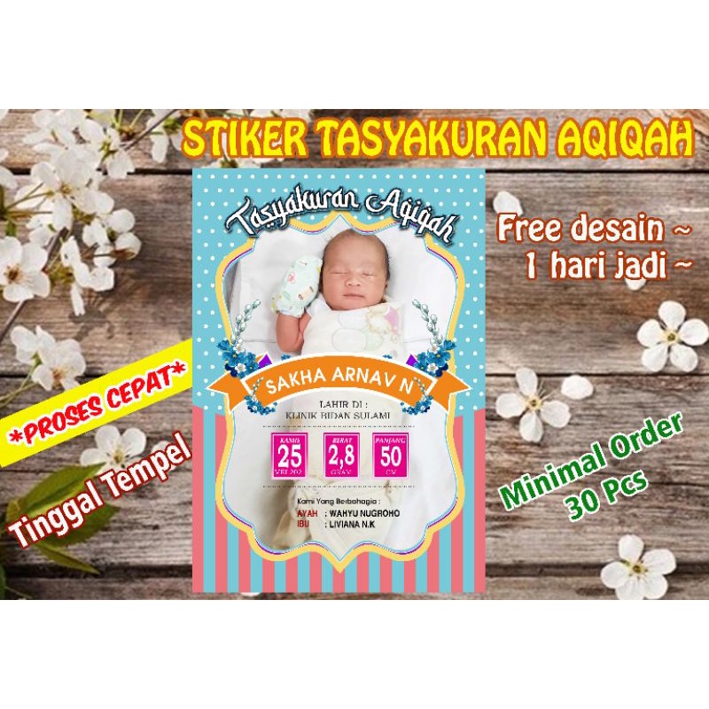 Stiker aqiqah bayi nasi box/Stiker aqiqah