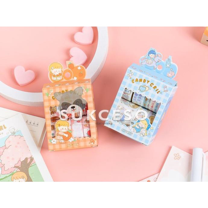 

(BISA COD) Masking Tape Set 10pc Candy Girl / Isolasi Kertas Motif Dekorasi Lucu BOOM SALE Kode 380