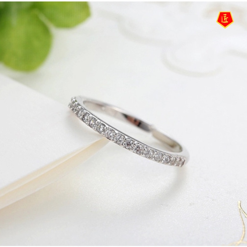 [Ready Stock]Simple Korean Style Single Row Full Diamond Ring