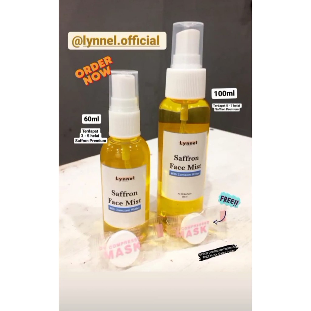 FACEMIST 100% PURE ZAMZAM - PREMIUM SAFFRON | 100ml FACE MIST SAFRON LYNNEL