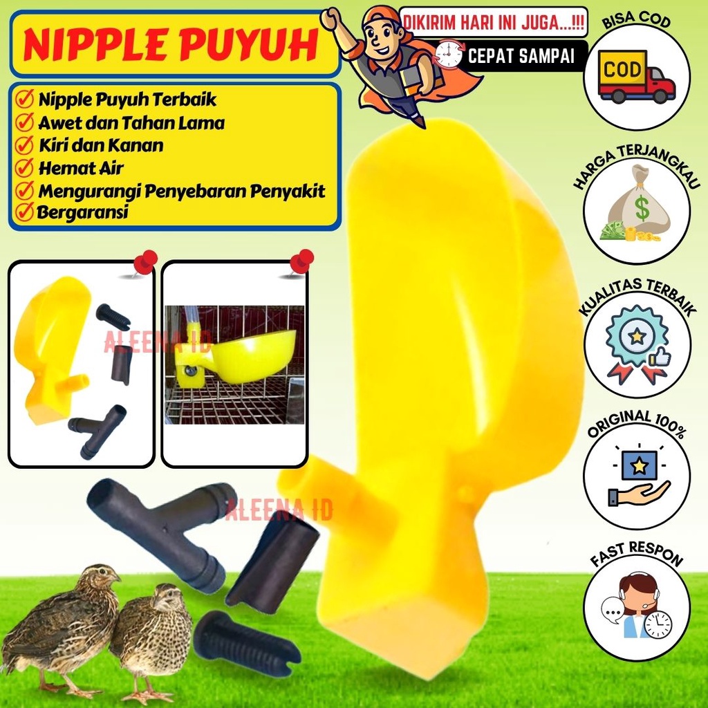 ALAT MINUM NIPPLE PUYUH NIPEL NIPPLE NIPPEL NIPLE NEPEL TEMPAT MINUM BURUNG AYAM PUYUH-ALEENA ID