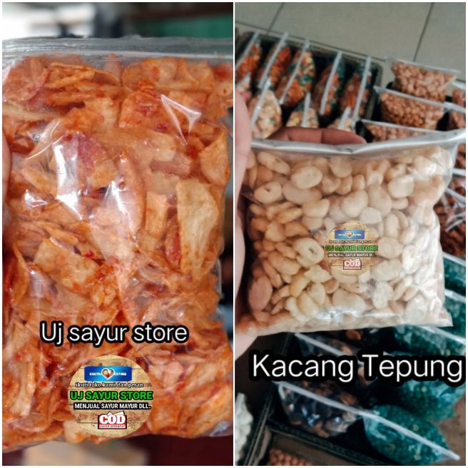 

Produk Combo Keripik Pedas Rujak isi 250gram dan snack Kemasan