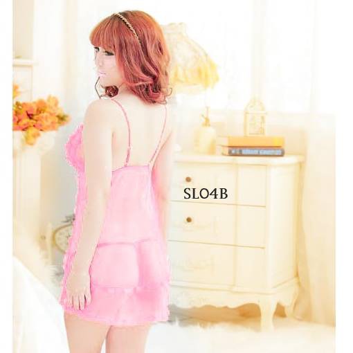 [TOKO TERPERCAYA] LINGERIE SEKSI BAJU TIDUR TRANSPARAN FREE G-STRING PINK SL04B