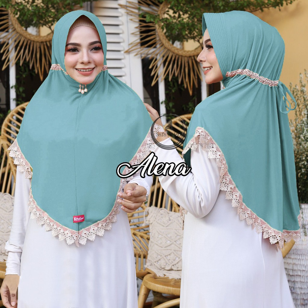 Jilbab Instan  Jersey Super Premium Hijab bergo Serut Alena Renda Import Kerudung Instan Safa Hijab