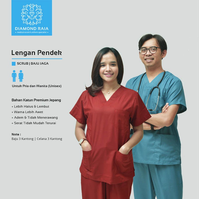 Setelan Baju Jaga Lengan Pendek 01| Scrub | Baju OK OKA | Baju Medis | Baju Dokter | Baju Perawat