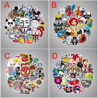 100Pcs Tahan Air Stiker  Kartun  Doodle Graffiti Vinyl Untuk  