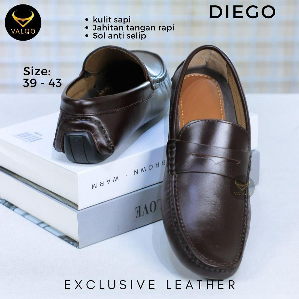 [VALQO] DIEGO Sepatu Kulit Sapi Pria Kantor Formal Kasual Casual Santai Loafer Flat Shoes Sol Anti Selip