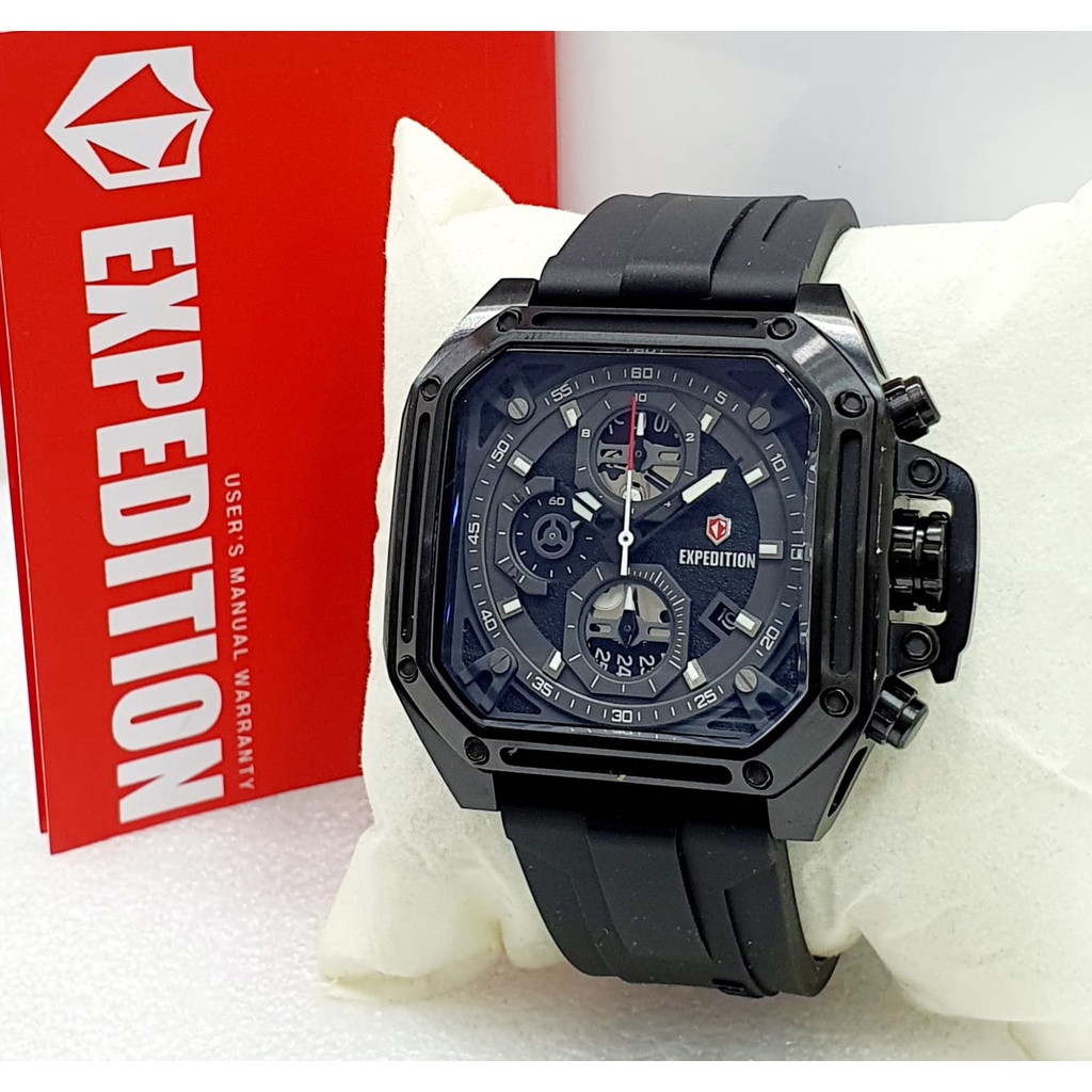 Jam Tangan Pria Expedition Original EXP6812M Tali Karet Hitam