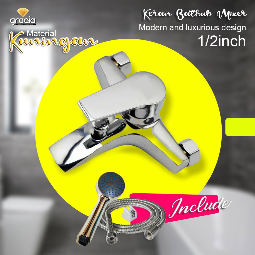 Kran Bathub Kuningan Mixer 1/2 inch / Keran Air Bathub Mixer Panas Dingin / Kran Bathub Besar