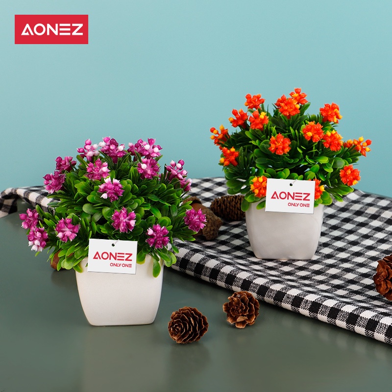 Aonez bunga hias bunga artificial murahbunga mini hiasan tanaman kaktus hias dengan pot-3
