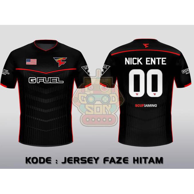 Jersey / Kaos Team Gaming Faze Clan Hitam .Aruansy.Olshop