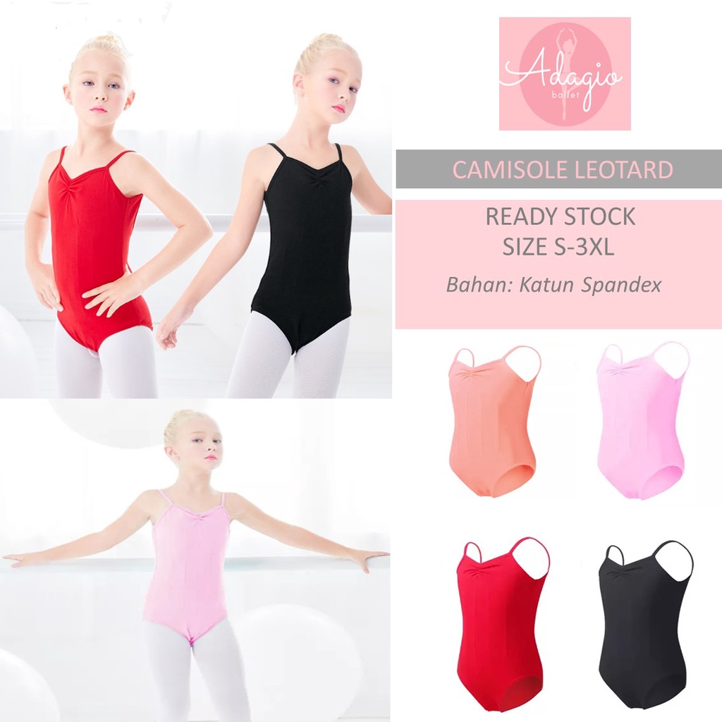 CAMISOLE TANK TOP LEOTARD COTTON SPANDEX KATUN BAJU BALLET ANAK KIDS BACKLESS