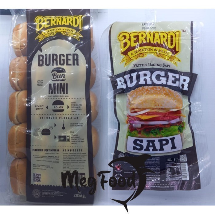 

Paket Burger mini Bernardi 20 pcs (Daging Burger dan Roti Burger