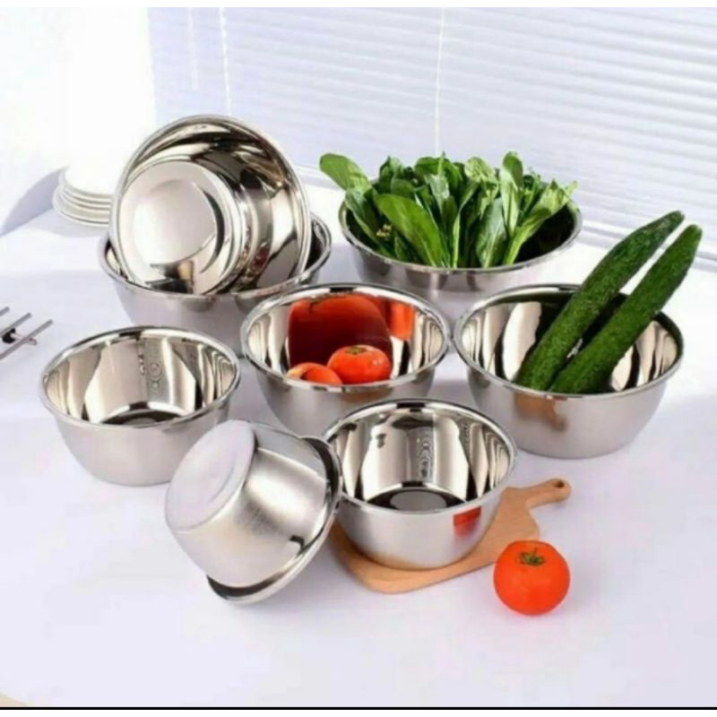 baskom stainless genom tebal cekung baskom korea Baskom Adonan KueMixing bowl  MANGKOK ADONAN KUE ROTI / WADAH TEMPAT ADONAN