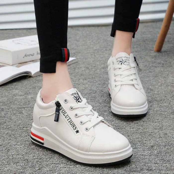 Sepatu Kets Fhilla Wanita Cats Cewek Hitam Putih Casual Santai Re KE771  Kets A02 Putih - Putih, 38