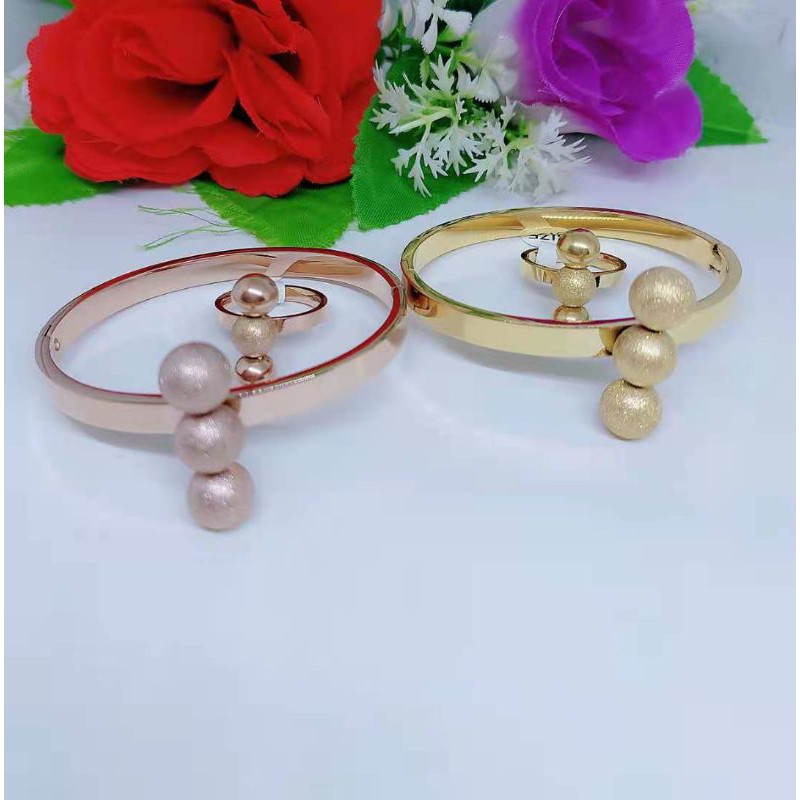 Gelang set titanium Bola manik