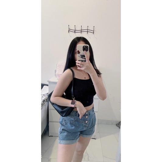 tanktop crop hitam spandek rayon halus wanita import.tanktop murah crop polos.kemben tanktop korean murah