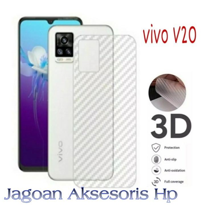 GARSKIN Sticker Carbon VIVO V20 Skin Carbon Transparan Fiber Protection Back Sticker Carbon